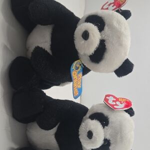 Ty Beanie Babies Panda Plush - Black and White